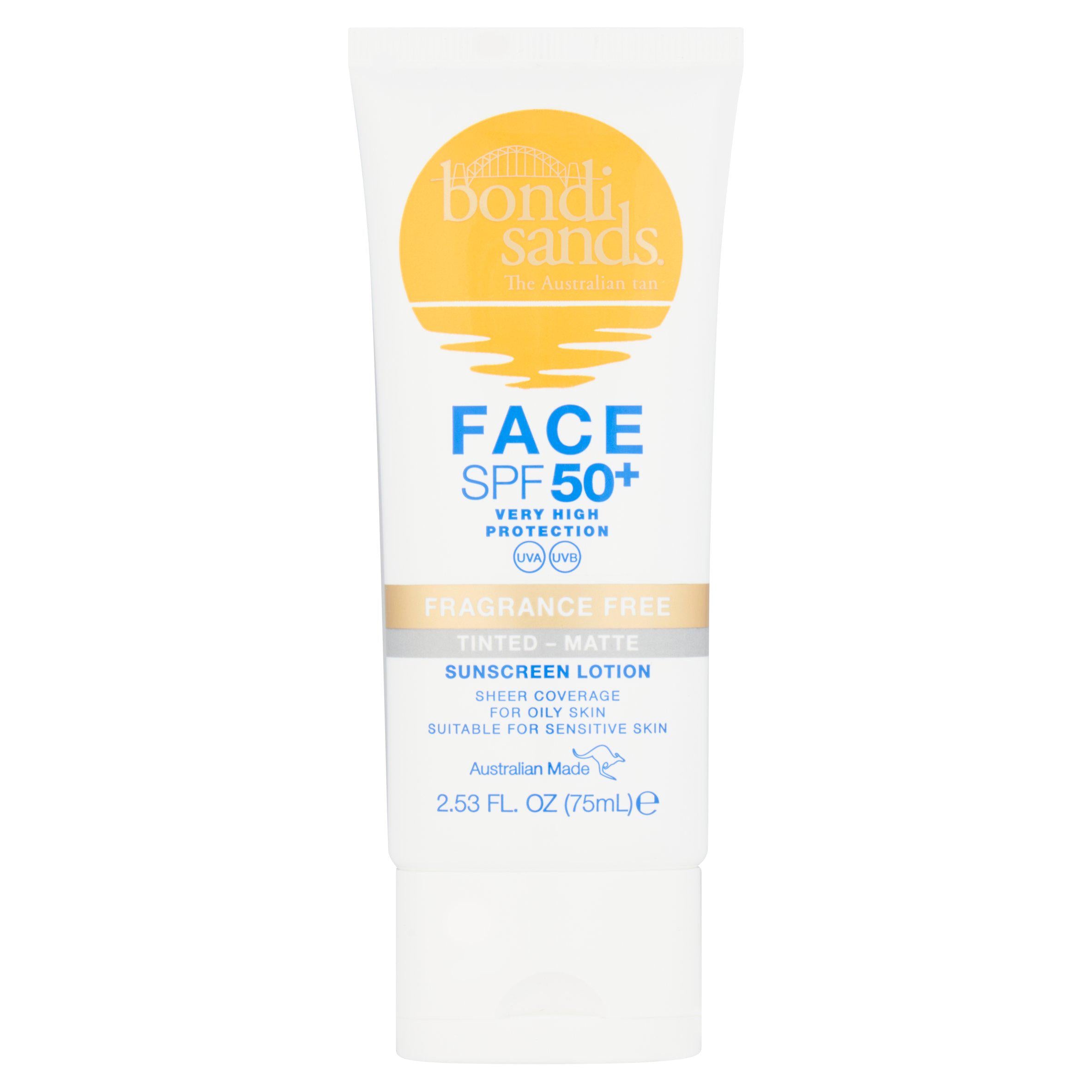 Bondi Sands face sunscreen SPF 50+ tinted matte 75ml (British brand)