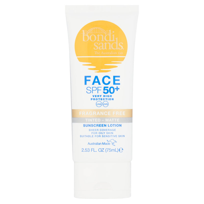 Bondi Sands face sunscreen SPF 50+ tinted matte 75ml (British brand)