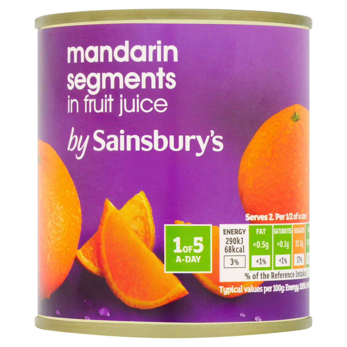 Sainsbury's mandarin segments in fruit juice 298g (British brand)