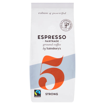 Sainsburys Sainsbury's Fairtrade Italian Espresso Coffee, Strength 5 Ground Coffee 227g- Buy online at McGrocer