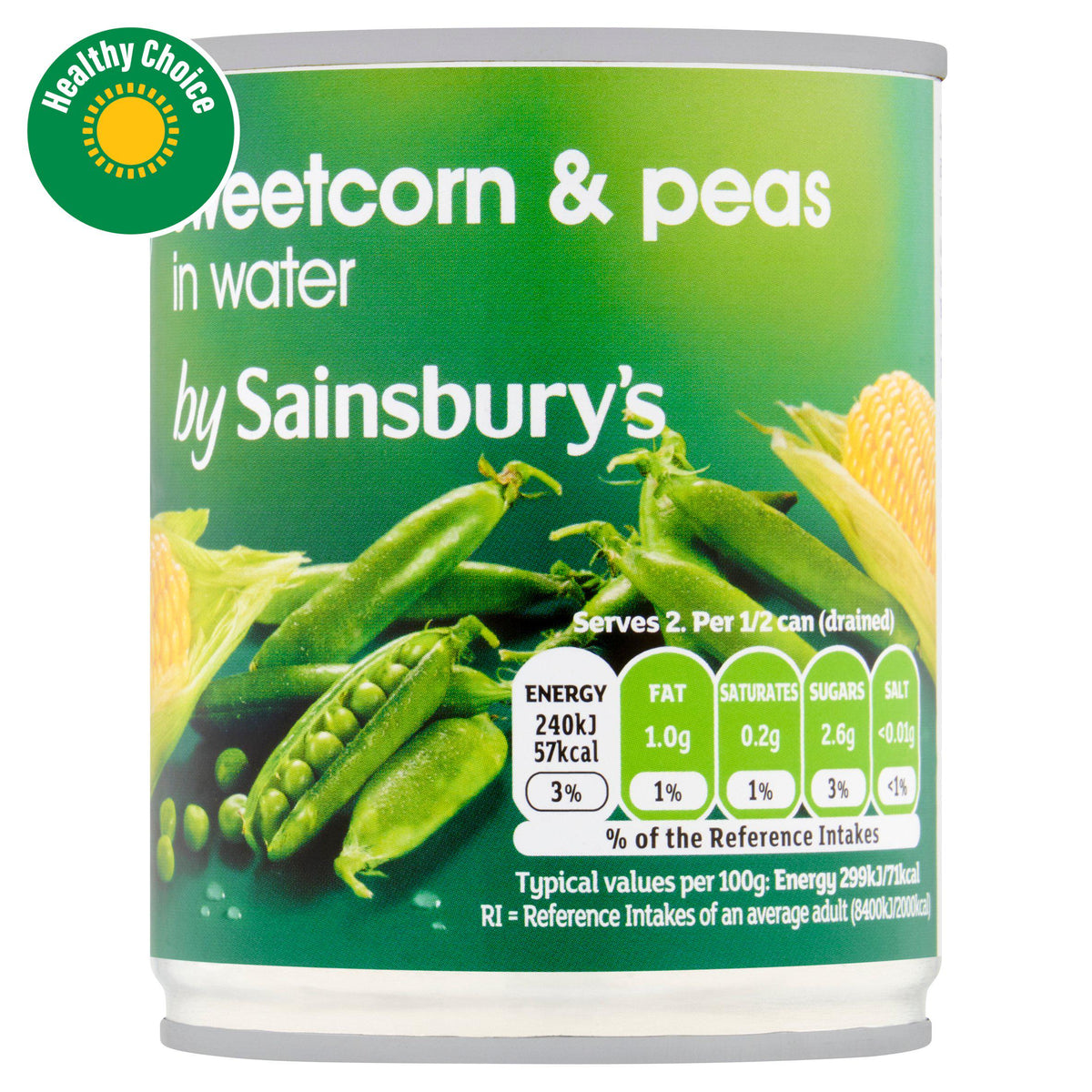 Sainsbury's canned sweetcorn and peas 198g - British product