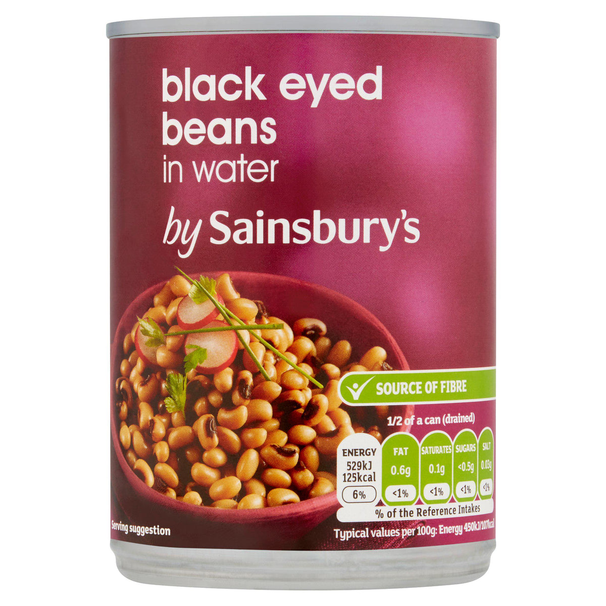 Sainsbury's Black Eye Beans in water 400g, UK version
