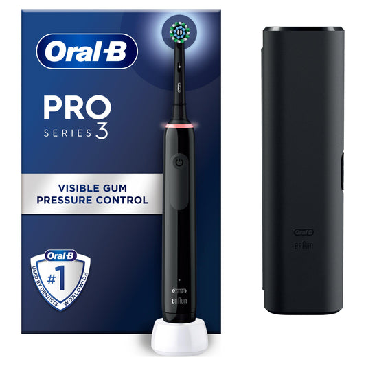 Oral-B Pro 3 - 3500 - Black Electric Toothbrush + Travel Case GOODS Sainsburys   