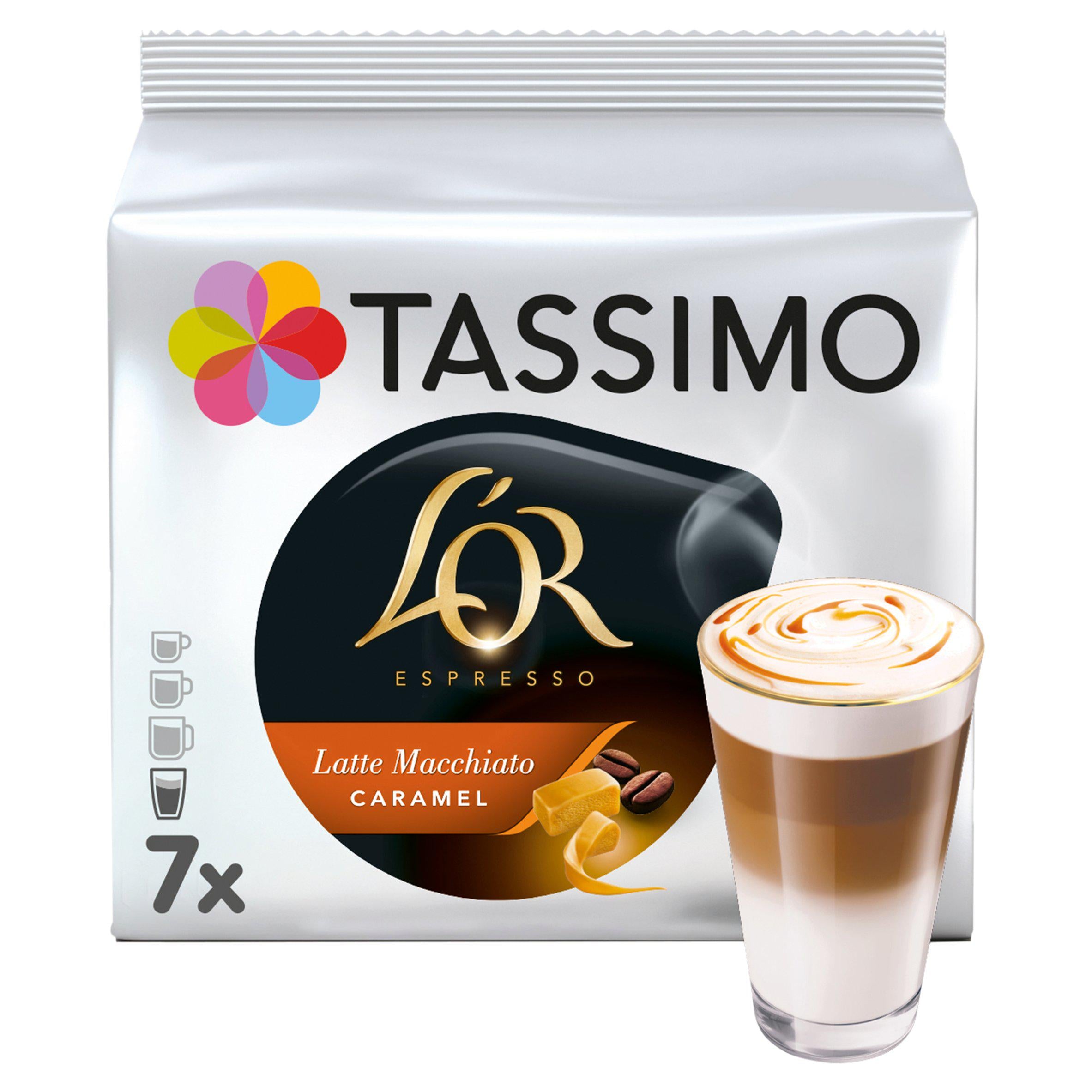 L'OR caramel latte macchiato coffee pods 7 pack, UK version