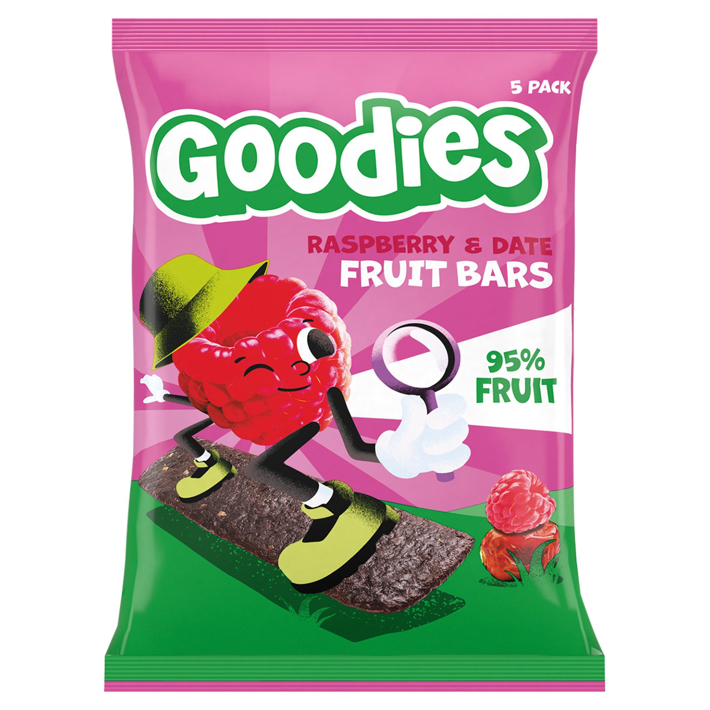 Goodies raspberry date fruit bars multipack 5x20g - British product