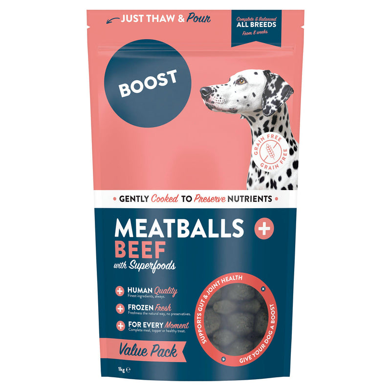 Boost Meatballs + Beef dog food 1kg - British product