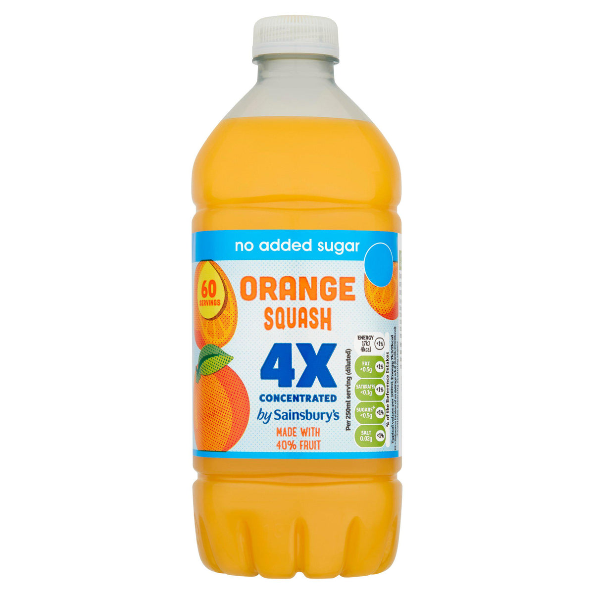 Sainsbury's quadruple strength orange squash 750ml, imported from the UK