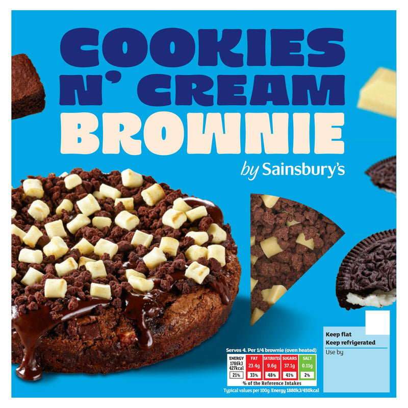 Sainsbury's Loaded Cookies N' Cream Brownie 380g, imported from the UK