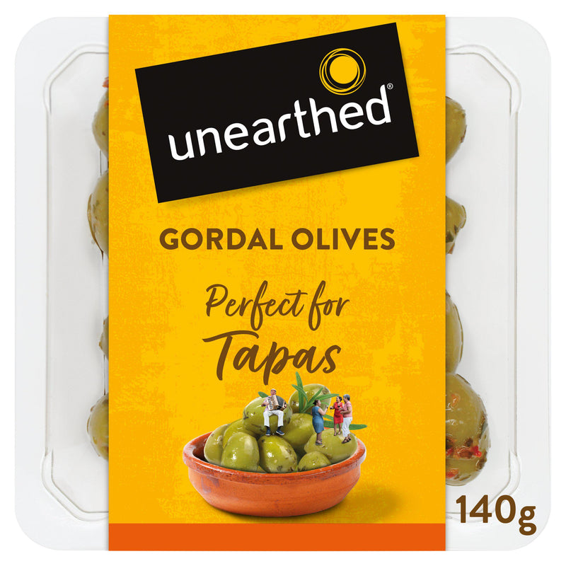 Unearthed Gordal olives stone-in marinated 140g, UK version