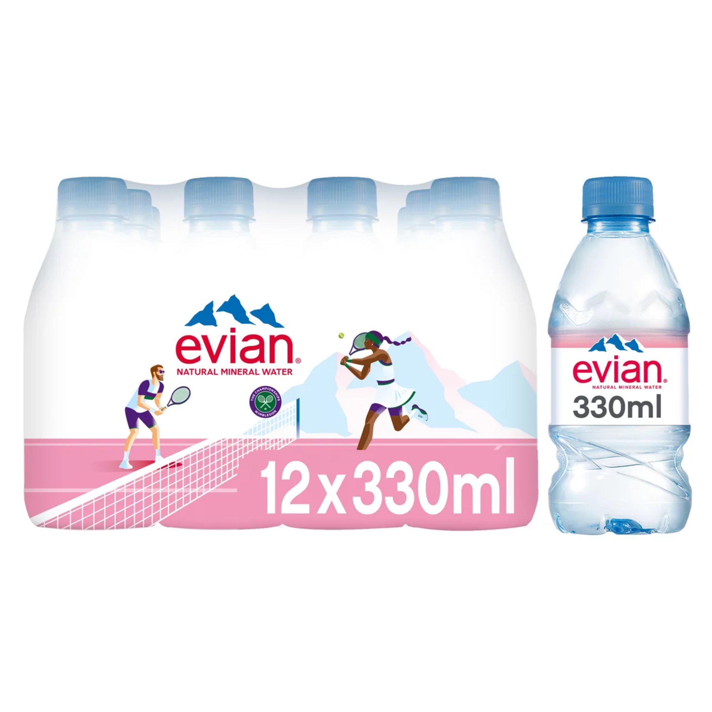Evian natural mineral still water 330ml 12 pack (British brand)