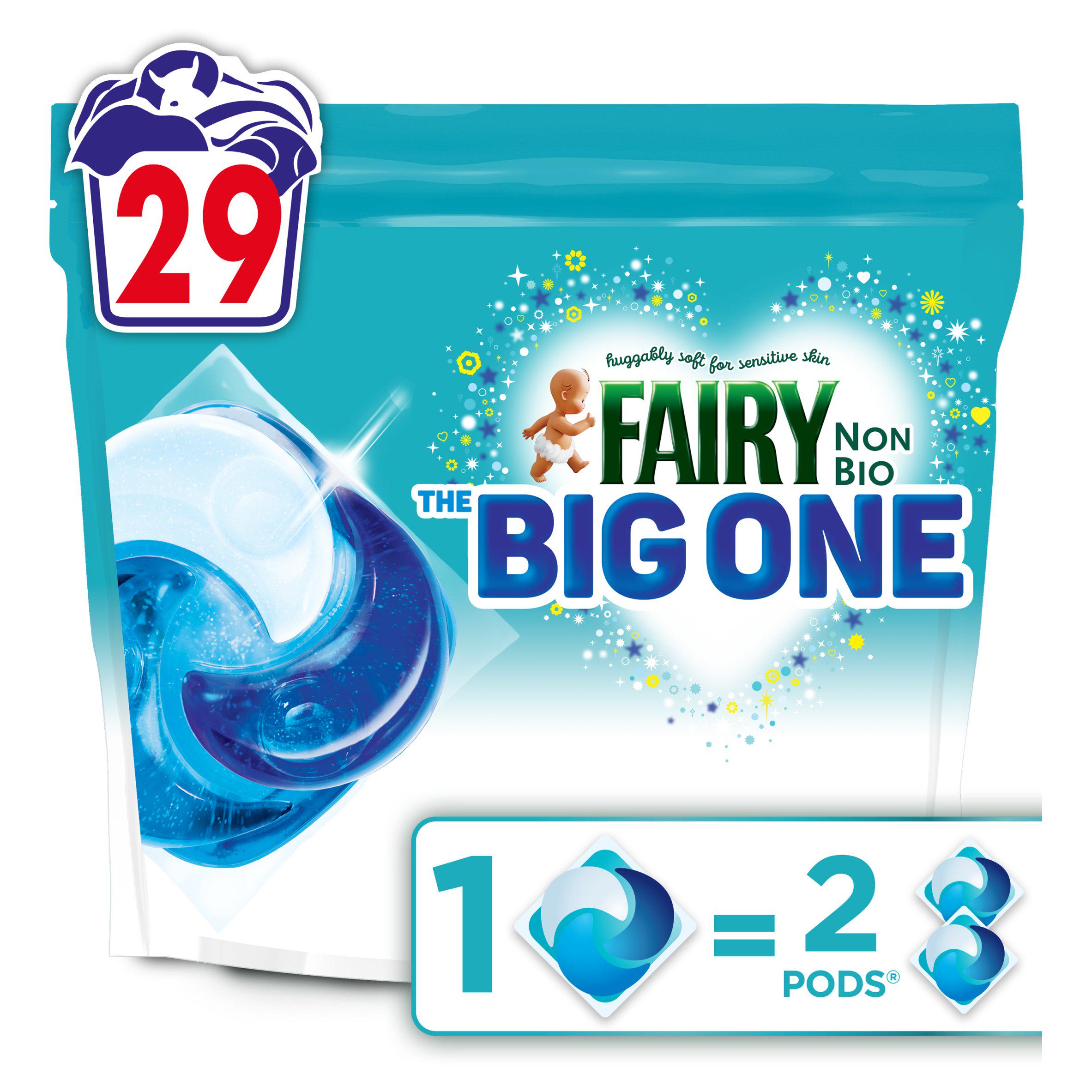 Fairy Non Bio The Big One Pods laundry detergent 29 washes (British brand)