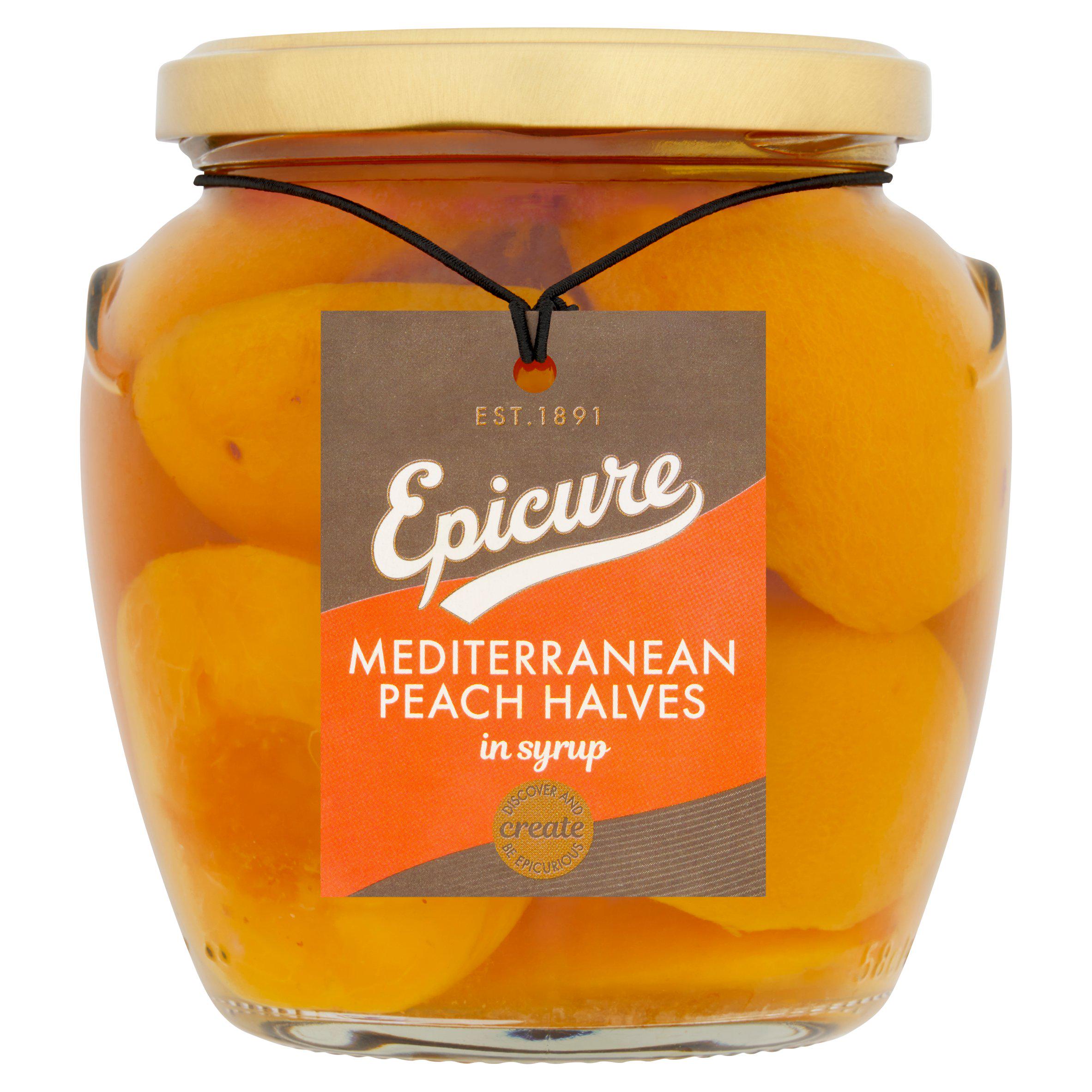 Epicure peach halves in syrup 540g - British product