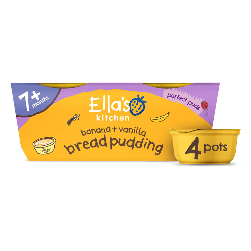 Ella's Kitchen banana vanilla baby bread pudding 4x80g (British brand)