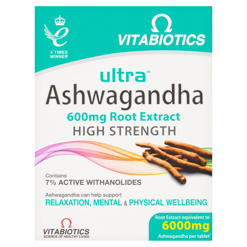 Vitabiotics Ultra Ashwagandha supplement 600mg tablets, UK version