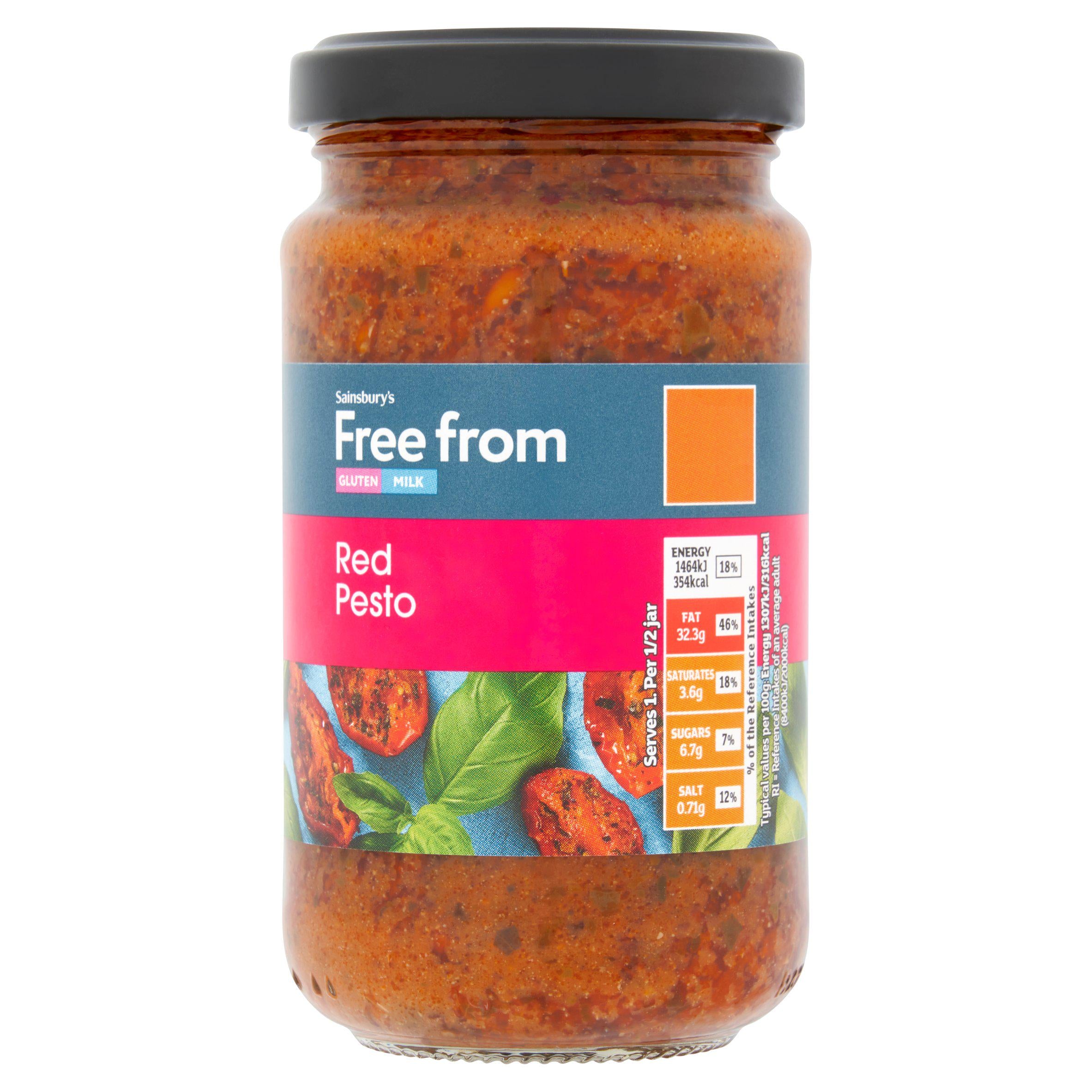 Sainsbury's Free From red pesto 190g jar, UK version