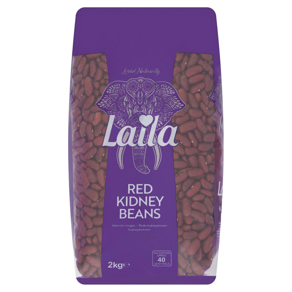 Laila Premium Red Kidney Beans Dry Whole 2kg, UK version