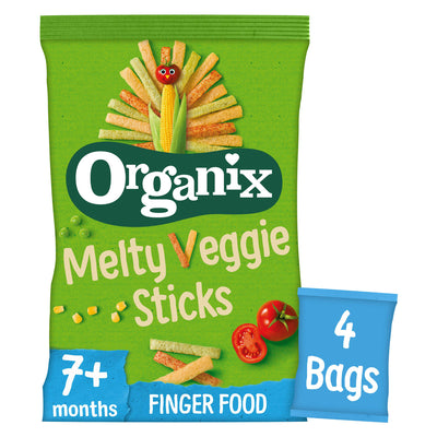 Sainsburys Organix Melty Veggie Sticks Organic Baby Puffs Multipack 4x15g- Buy online at McGrocer