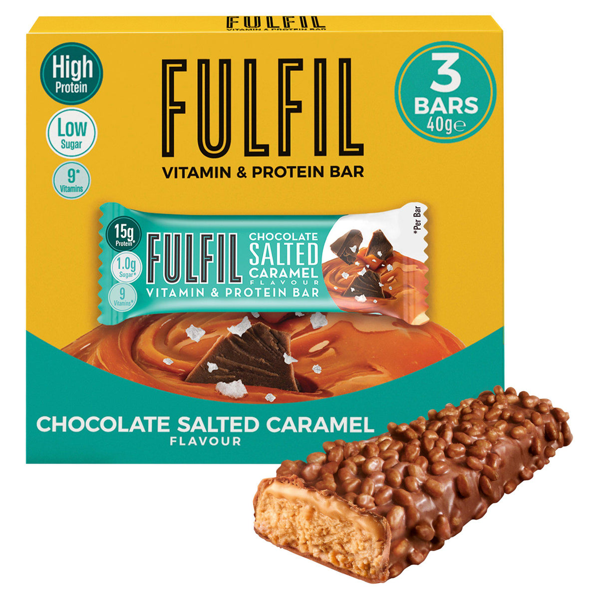 FULFIL chocolate salted caramel protein bar 3x40g - British product