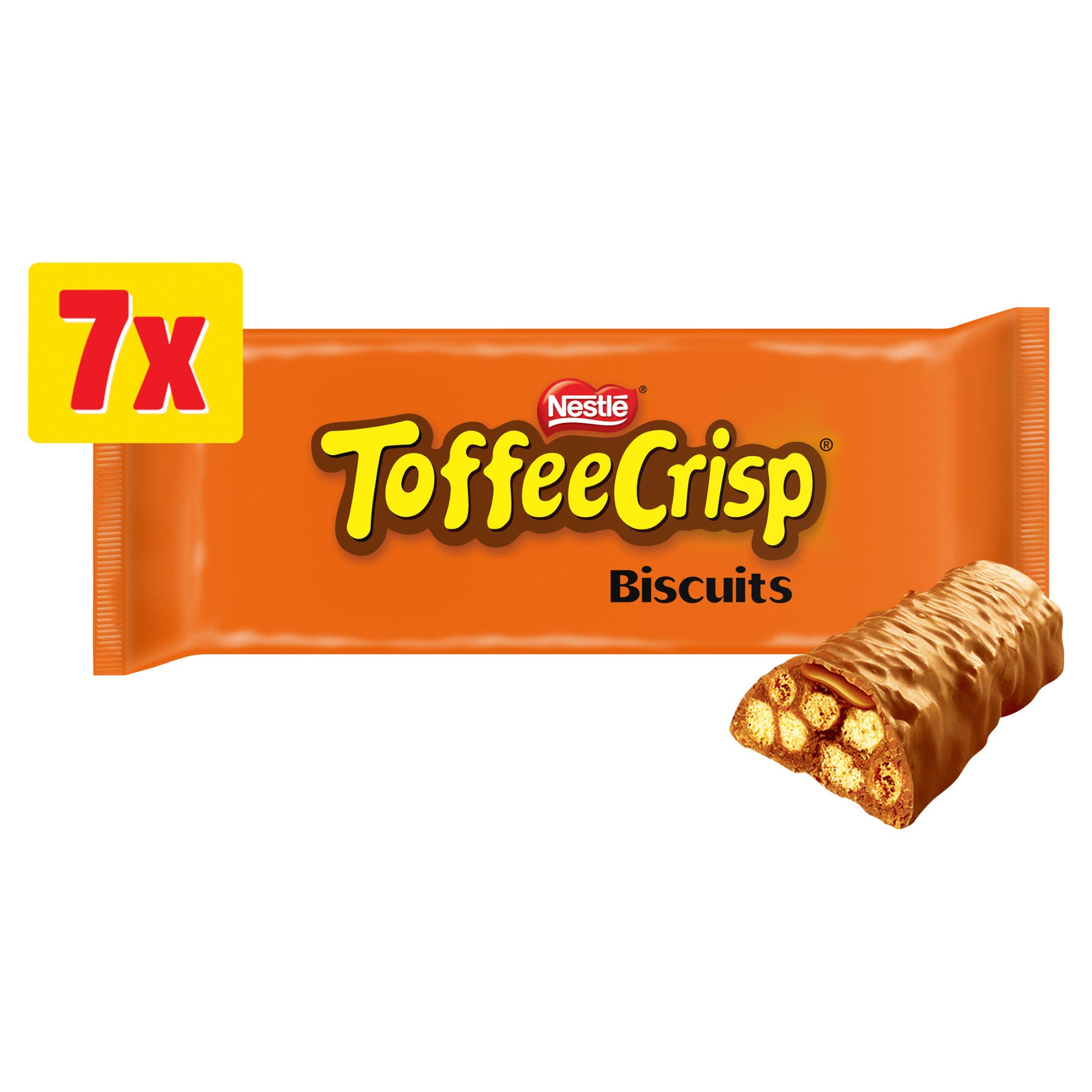 Nestlé Toffee Crisp biscuit bar multipack 7 bars 130.9g, imported from the UK