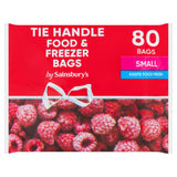 Sainsbury's tie handle freezer bags 80 pack, imported from the UK