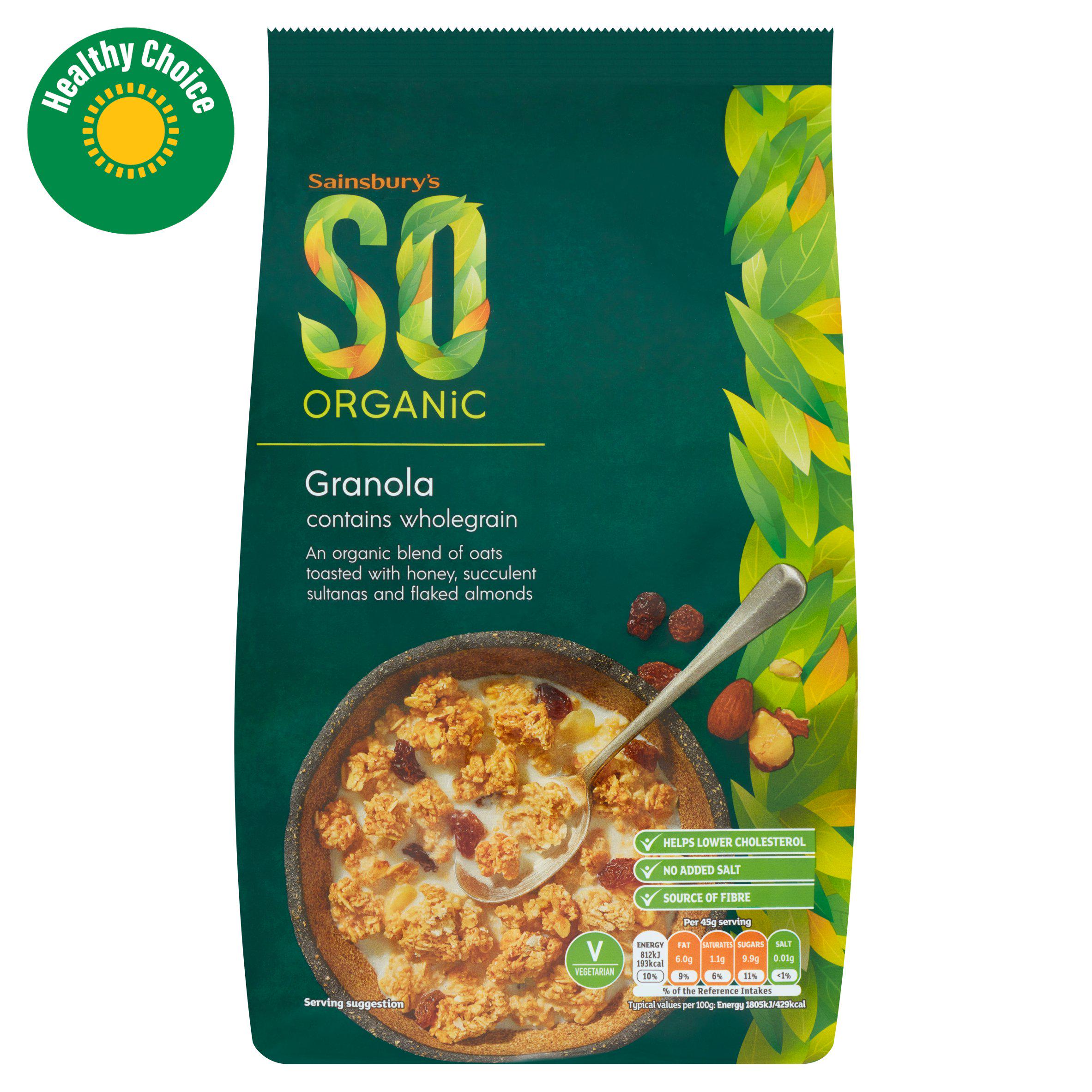 Sainsbury's SO Organic Granola honey toasted oats 1kg (British brand)