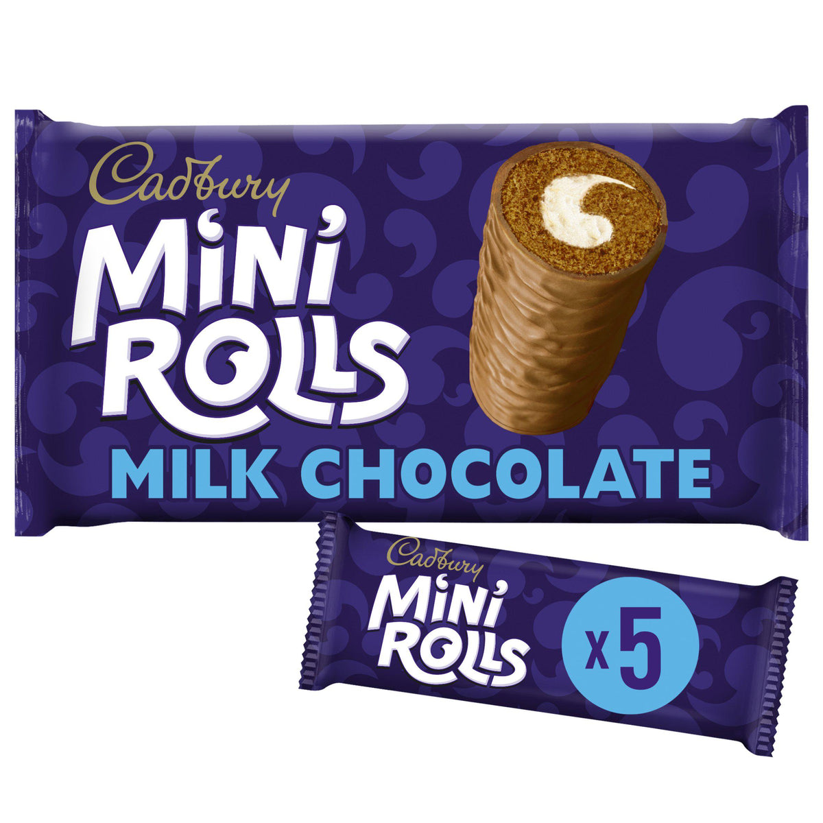 Cadbury chocolate mini rolls cakes vanilla flavour x5, UK version