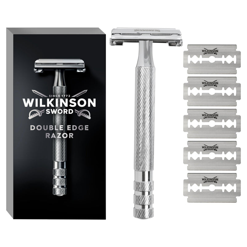 Wilkinson Sword double edge razor with 5 blade refills (British brand)