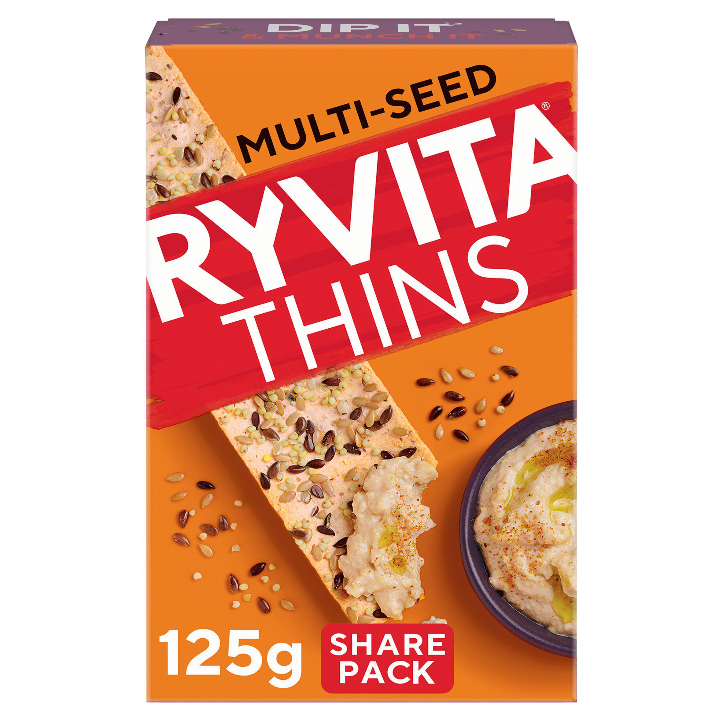 Ryvita multi seed flatbread crackers 125g - British product