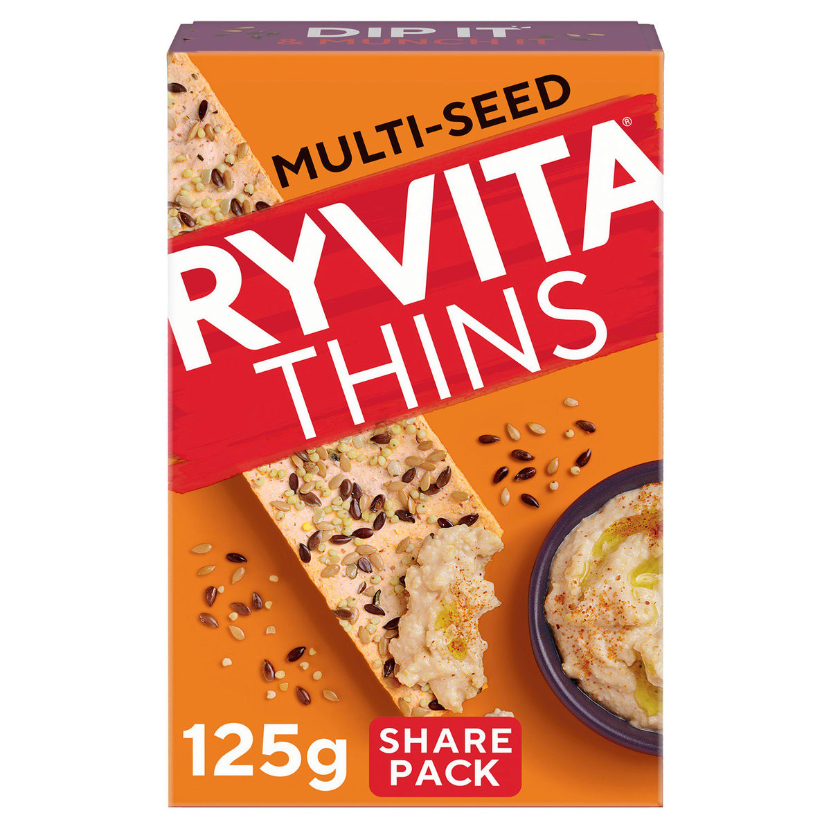 Ryvita multi seed flatbread crackers 125g - British product