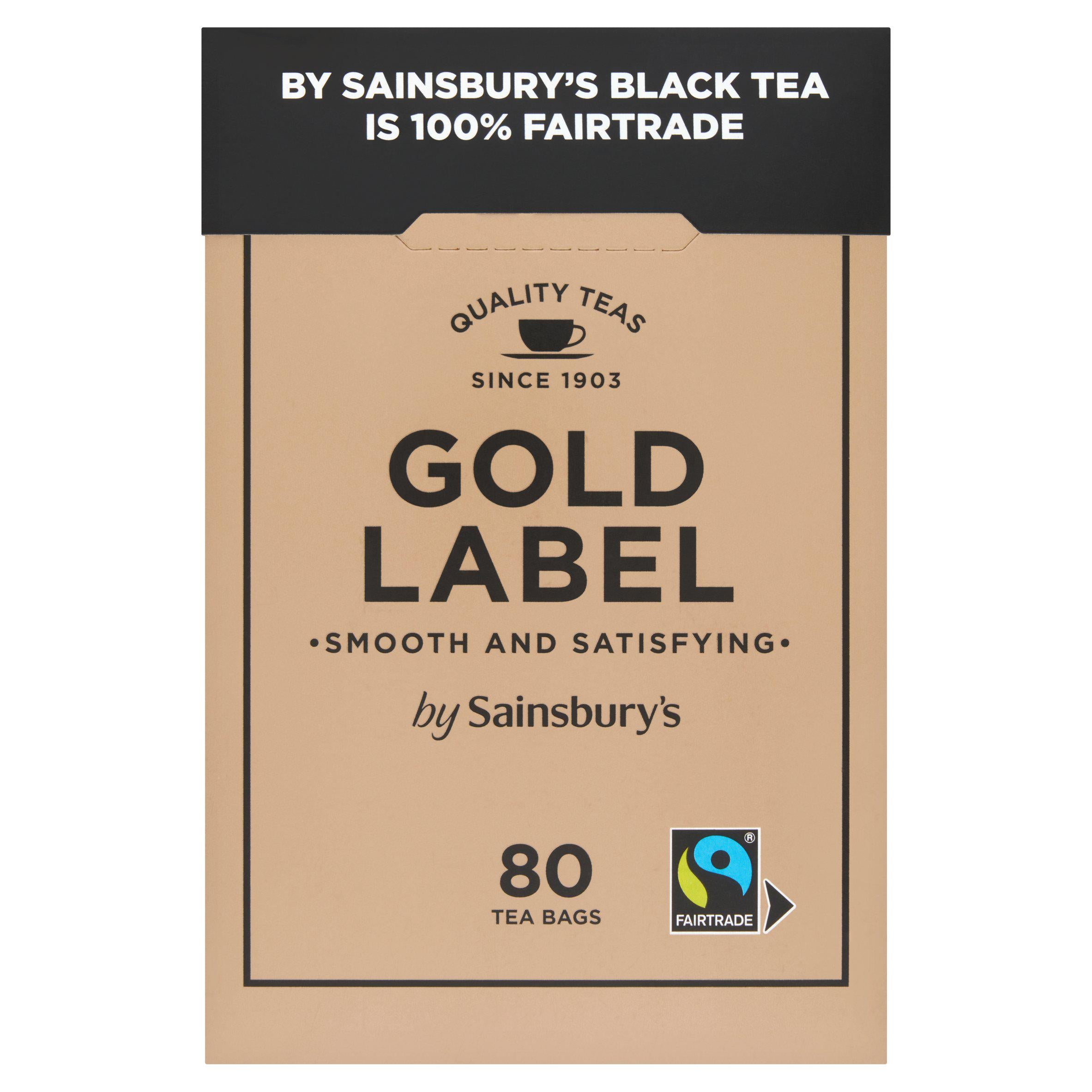 Sainsbury's Gold Label Fairtrade tea bags 250g, imported from the UK