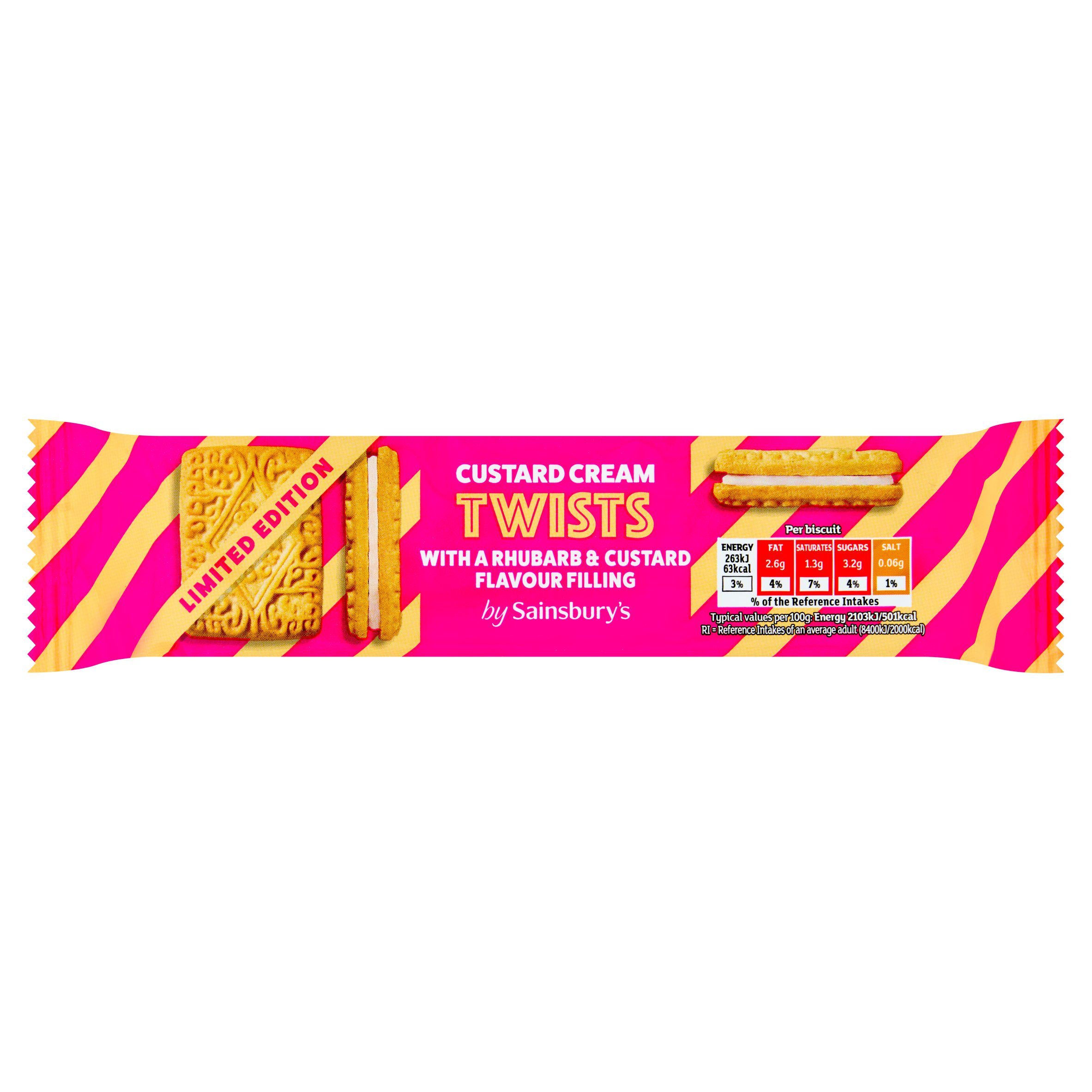 Sainsbury's rhubarb and custard biscuits 150g - British product
