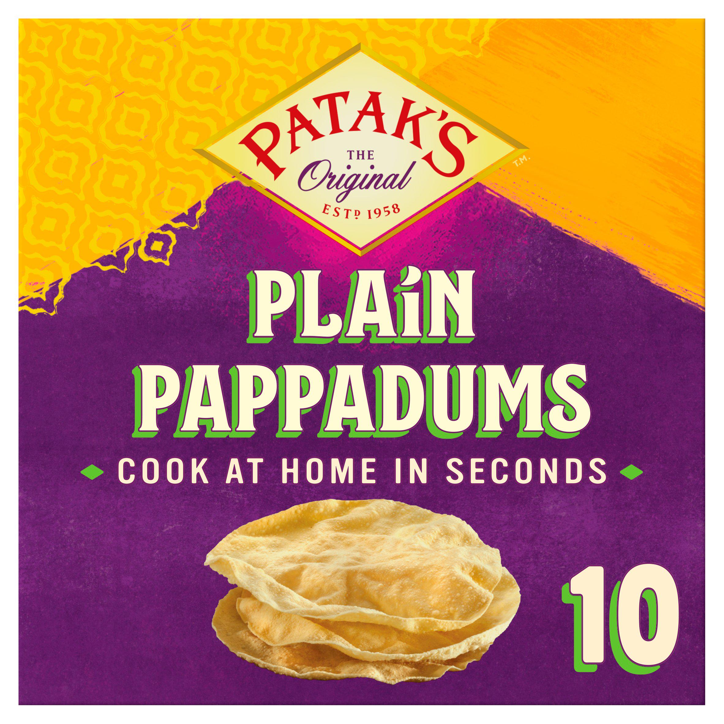 Patak's Plain Poppadoms 10 pack (British brand)