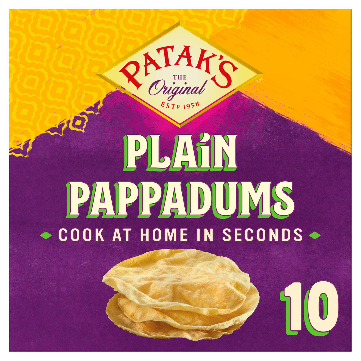 Patak's Plain Poppadoms 10 pack (British brand)