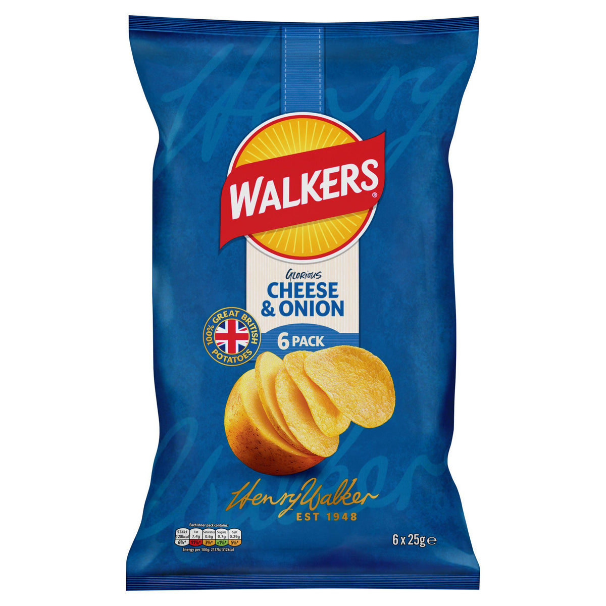 Cheese & Onion Potato Crisps Multipack 6 x 25g