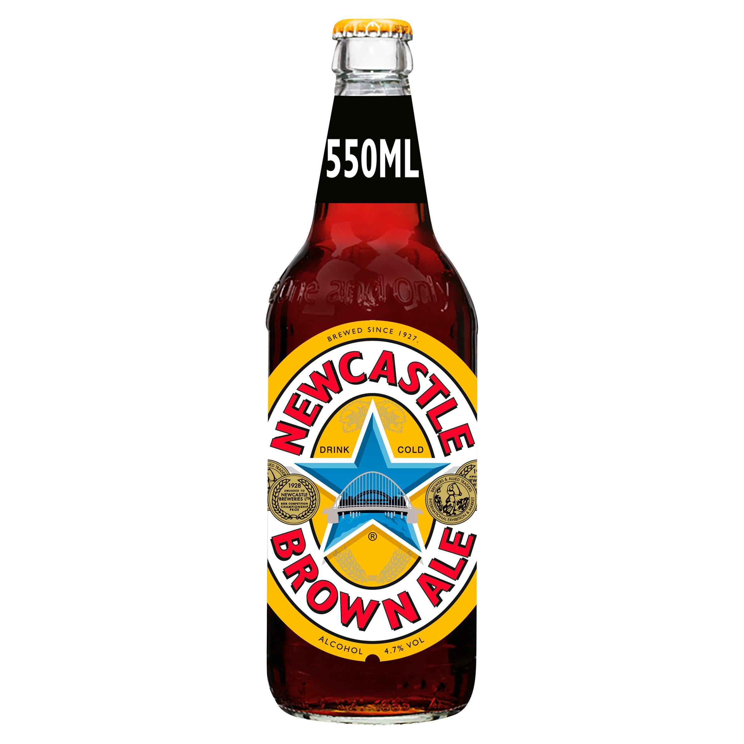 Newcastle brown ale bottle 550ml, imported from the UK