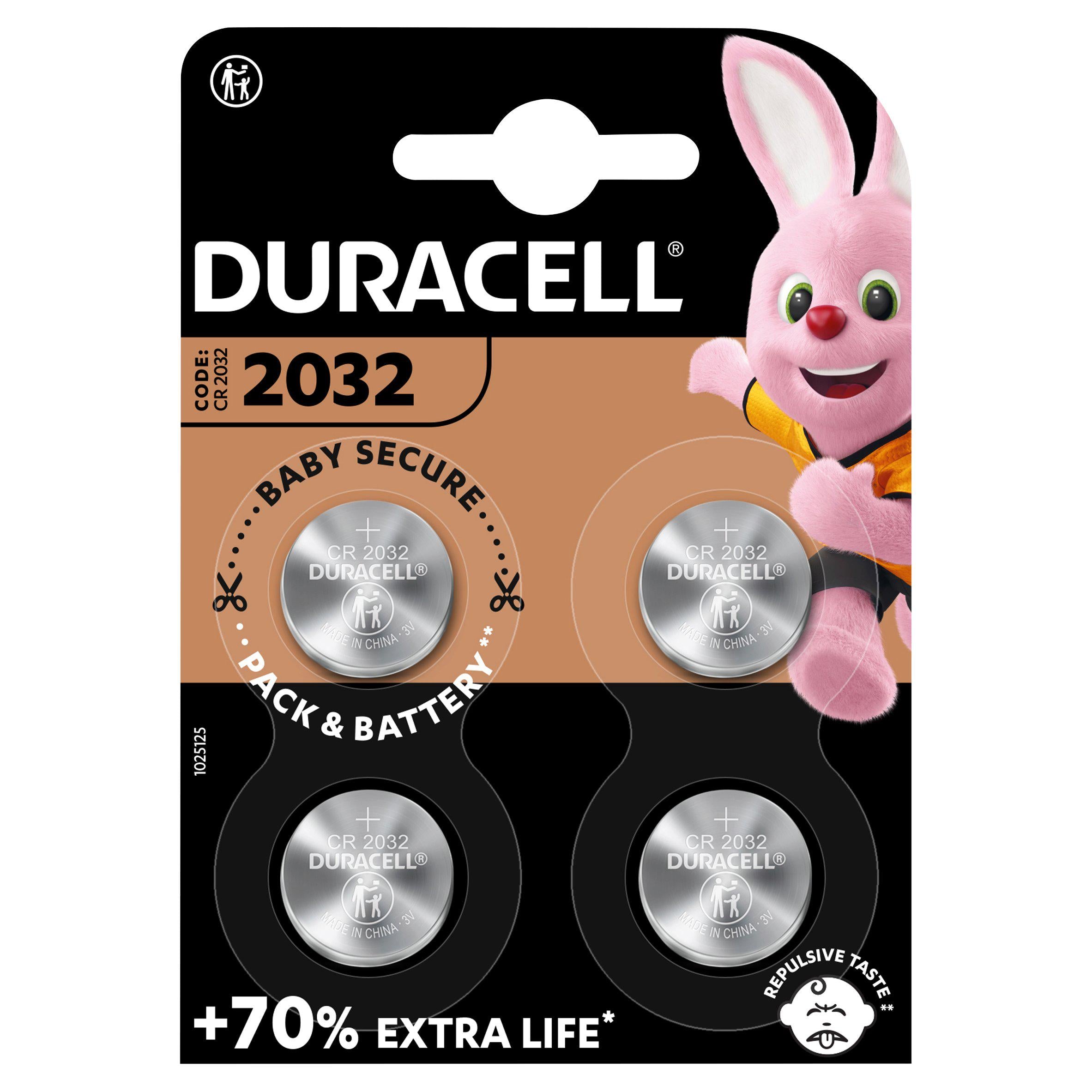 Duracell CR2032 Lithium Coin Battery 3V Pack of 4 - British product