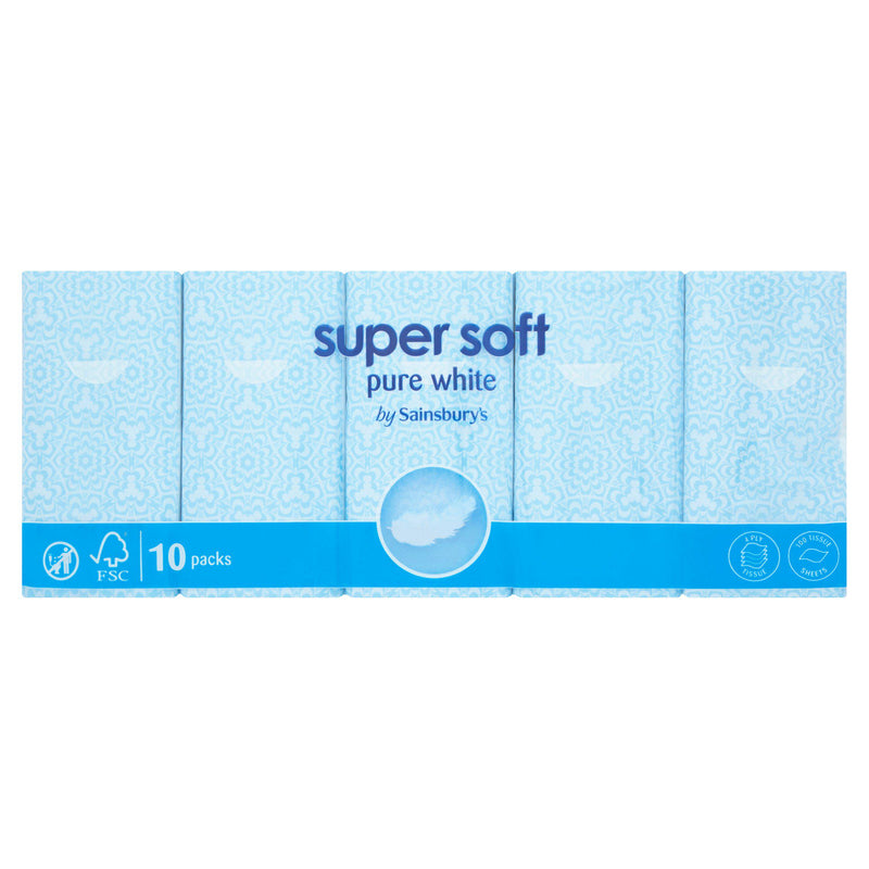 Sainsbury's pocket tissues 10 pack, 100 sheets, imported from the UK