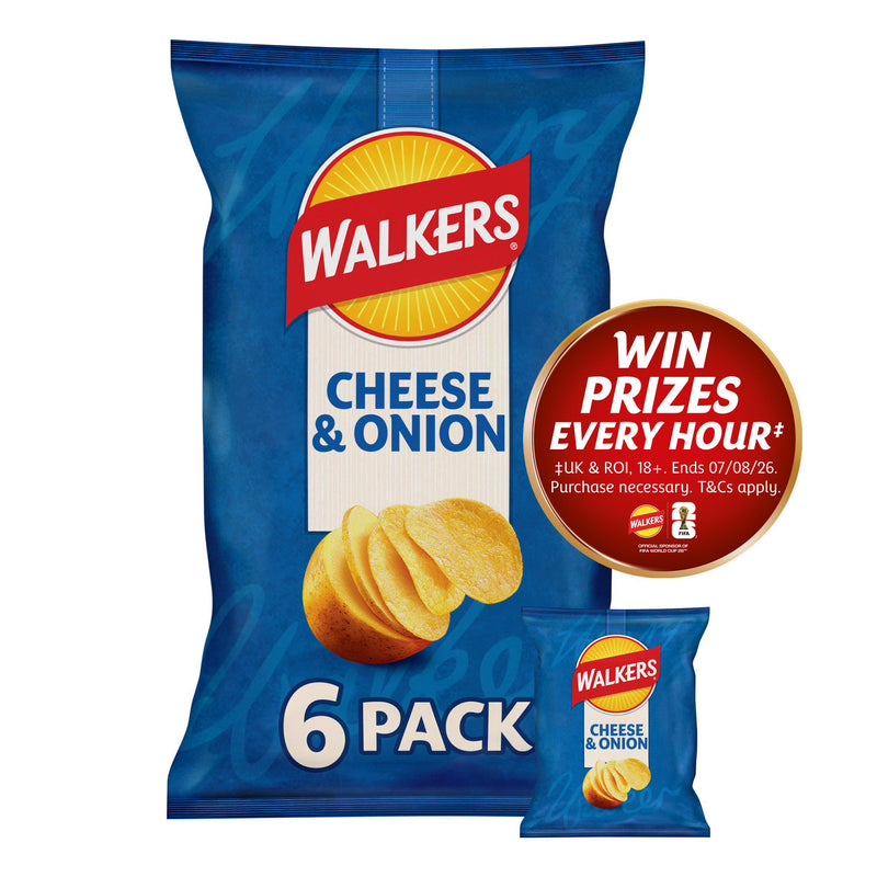 Walkers Cheese & Onion crisps 6x25g multipack (British brand)