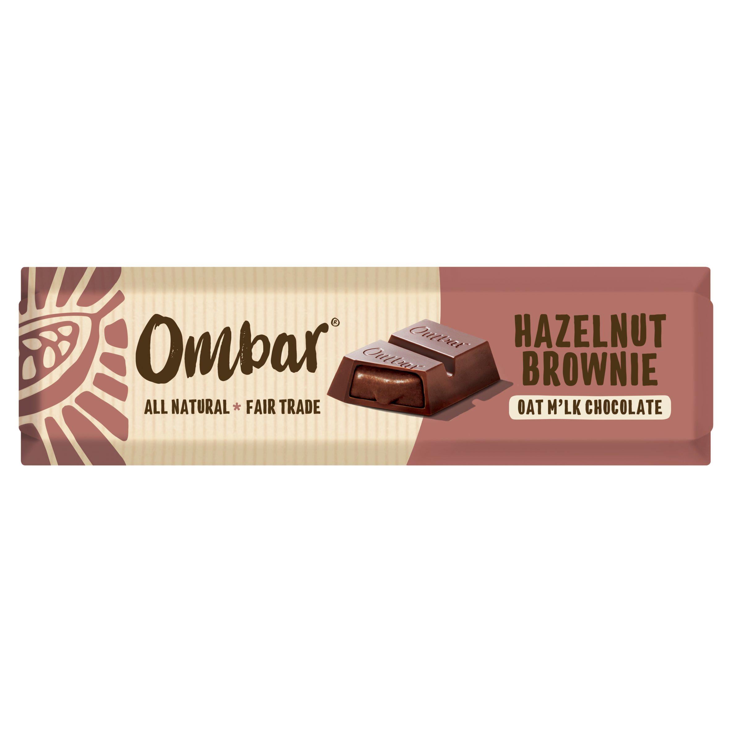 Ombar hazelnut brownie oat milk chocolate bar 42g - British product