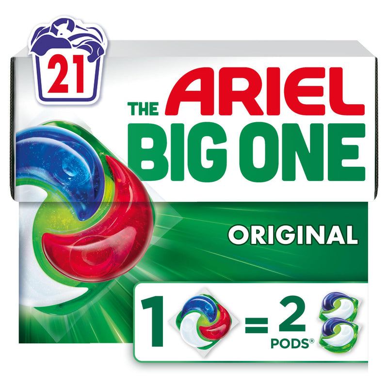 Ariel laundry detergent pods The Big One Colour 21 washes (British brand)
