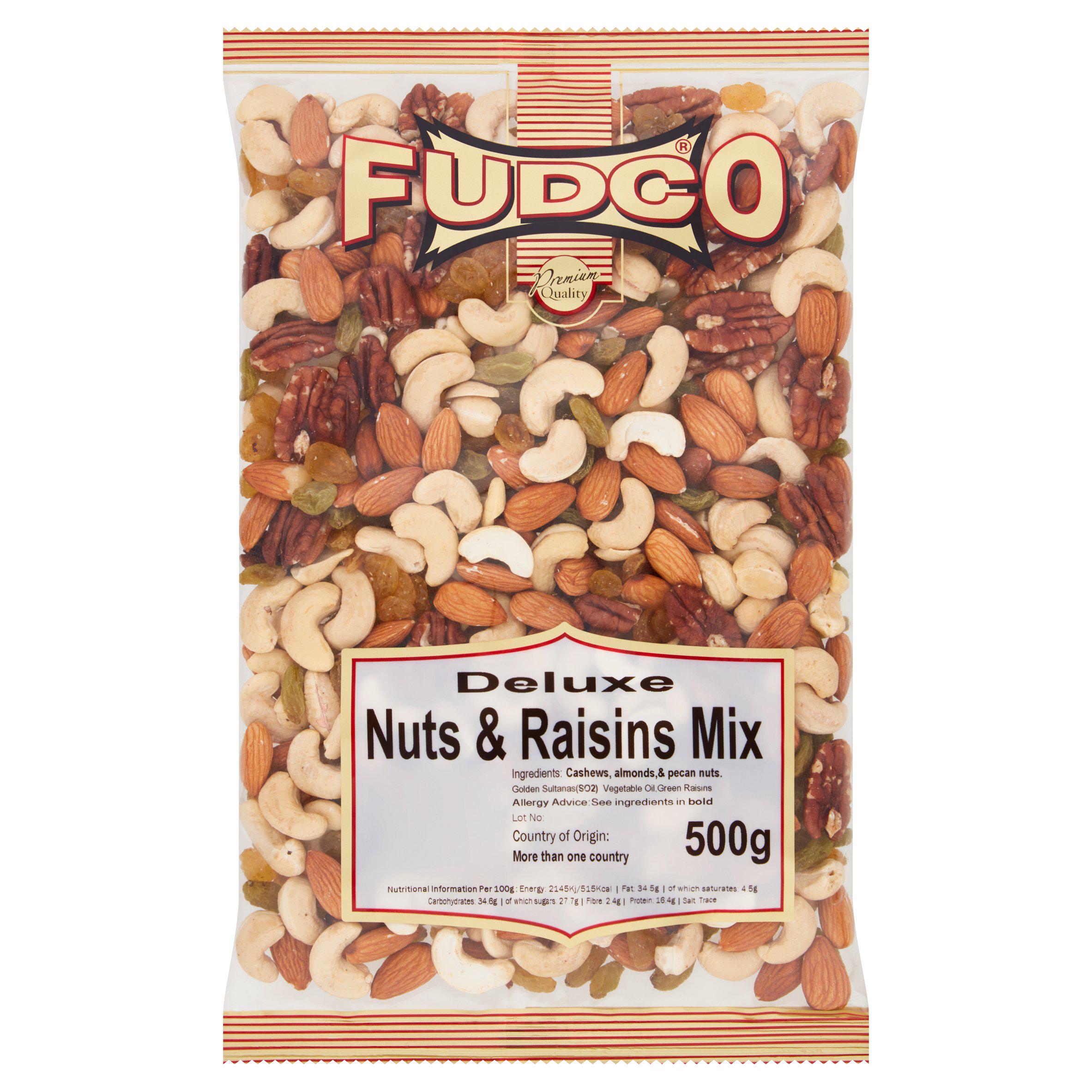 Fudco deluxe nuts and raisins mix 500g (British brand)