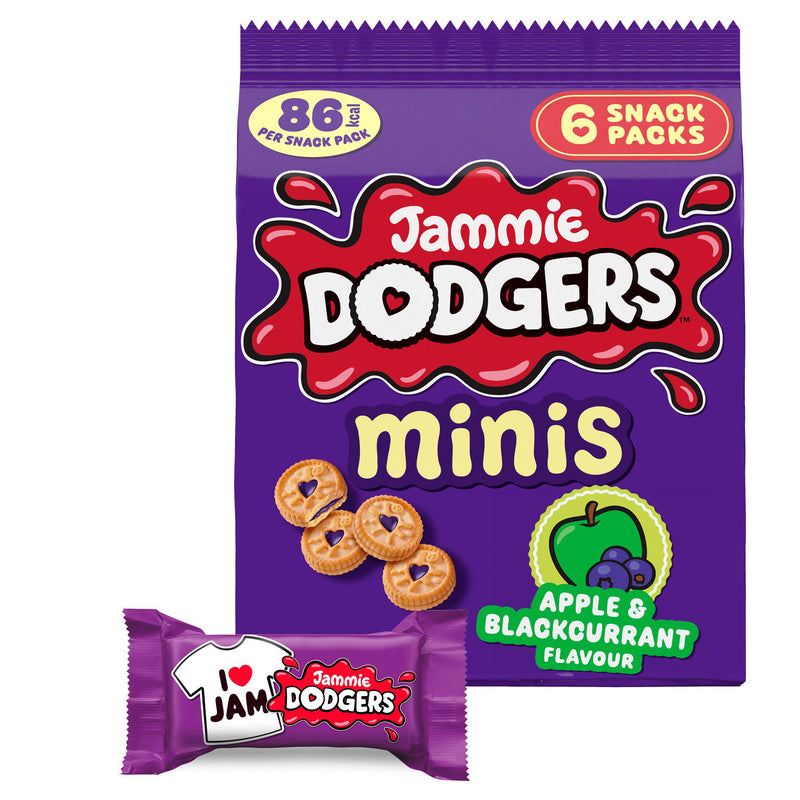 Jammie Dodgers minis apple and blackcurrant flavour biscuits snack packs (British brand)