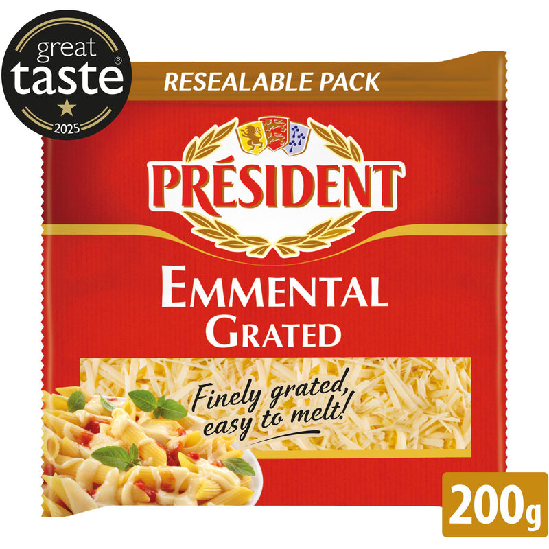 President Grated Emmental cheese 200g, UK version