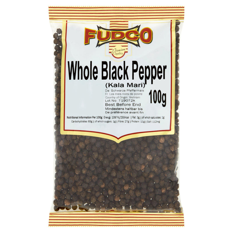 Fudco whole black pepper peppercorns 100g - British product
