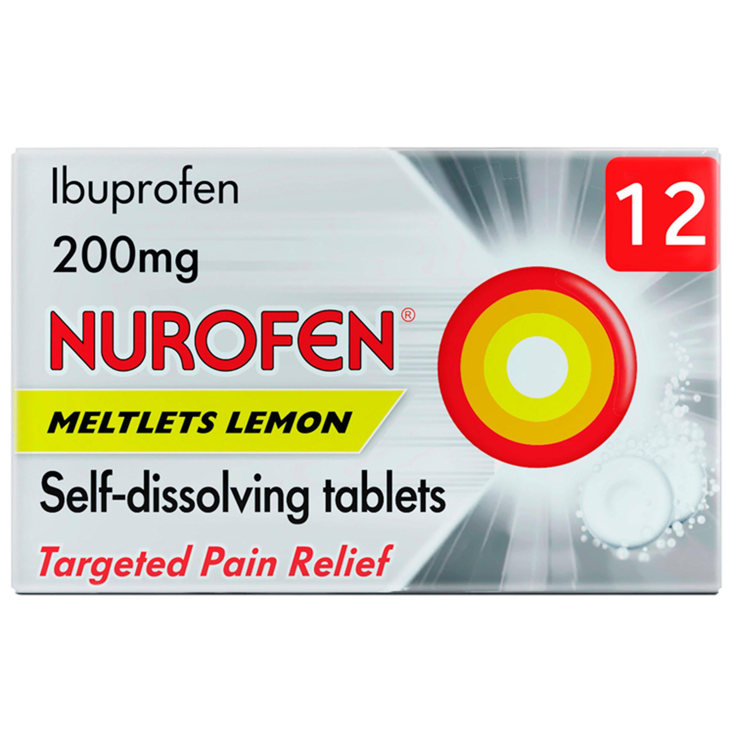 Nurofen meltlets lemon 200mg tablets x12, imported from the UK
