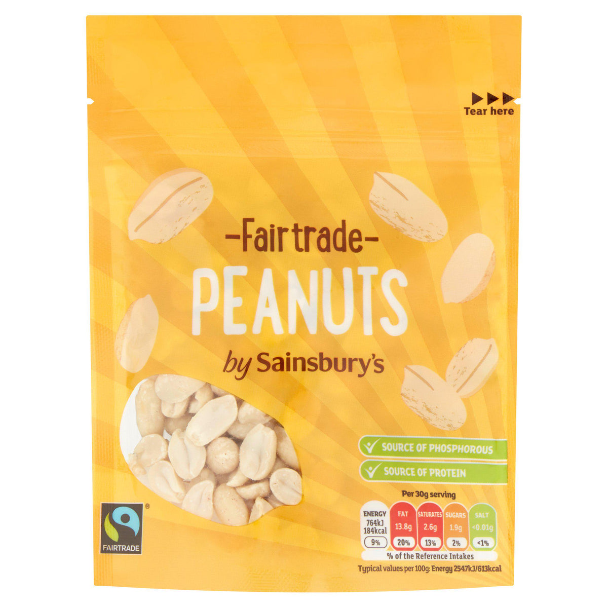 Sainsbury's Fairtrade Blanched Peanuts 100g (British brand)