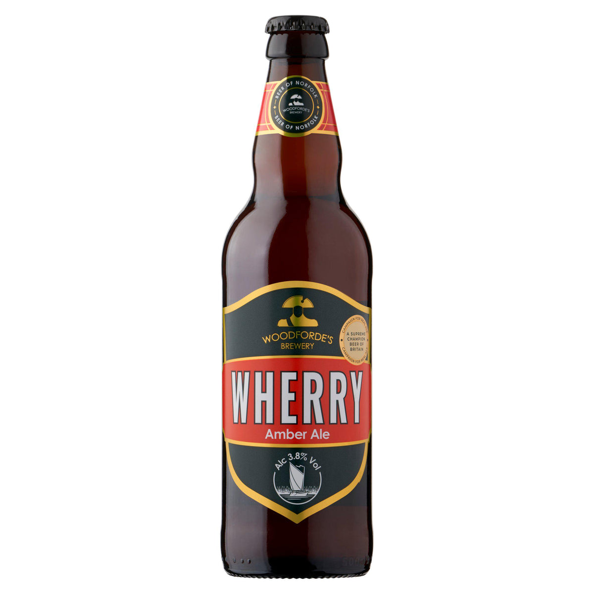 Woodforde's Wherry Amber Ale 500ml glass bottle (British brand)