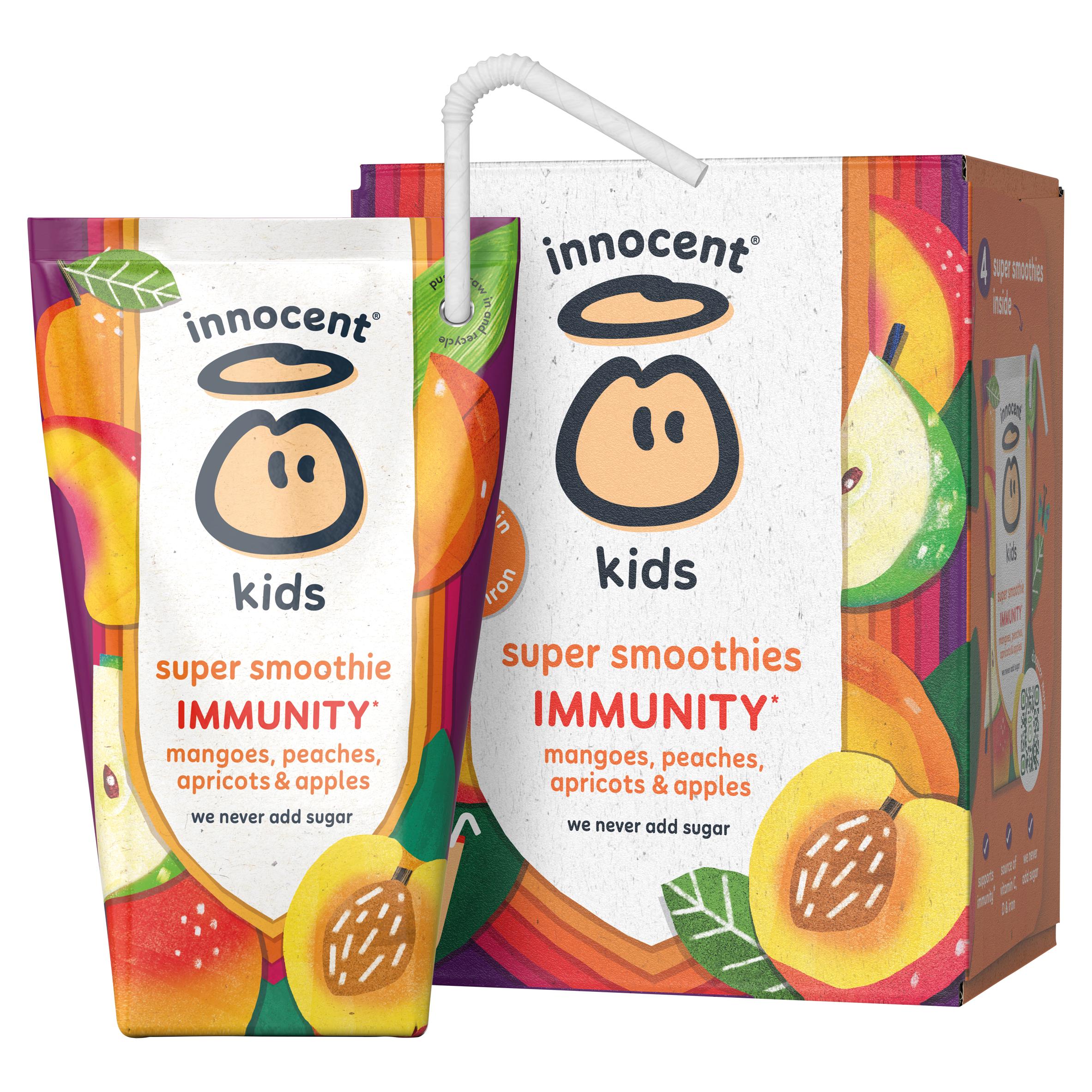 Innocent kids smoothie mango peach apricot 4x150ml, imported from the UK