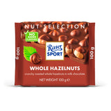 Ritter Sport Whole Hazelnuts Milk Chocolate Bar 100g, imported from the UK