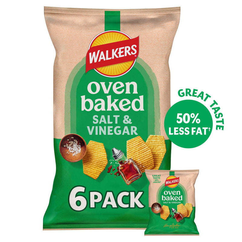 Walkers Baked Salt & Vinegar crisps multipack 6x22g, UK version